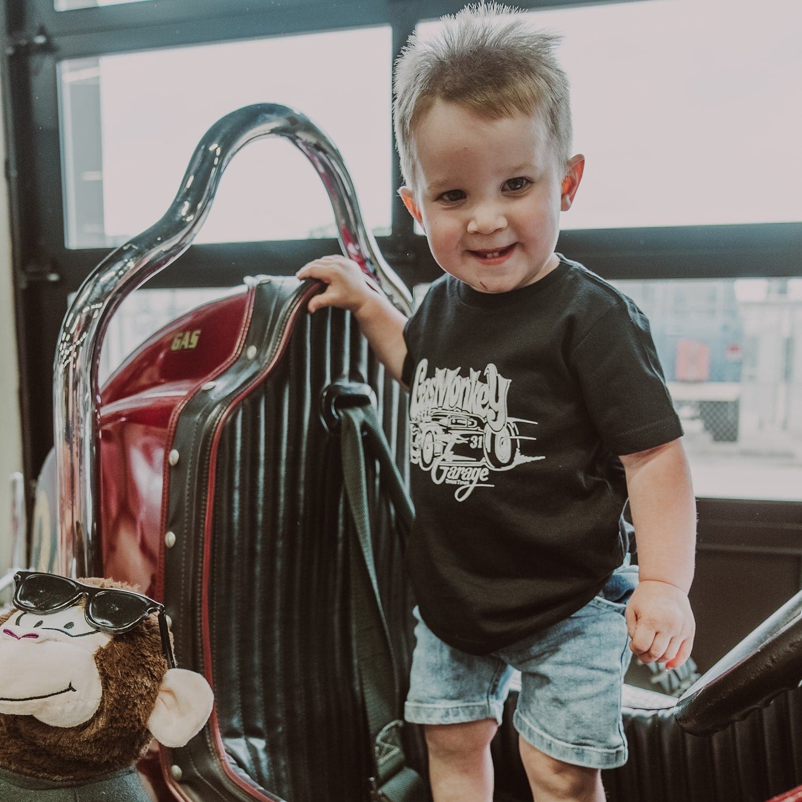 Camiseta blanca de coche para niños pequeños - Estampado frontal